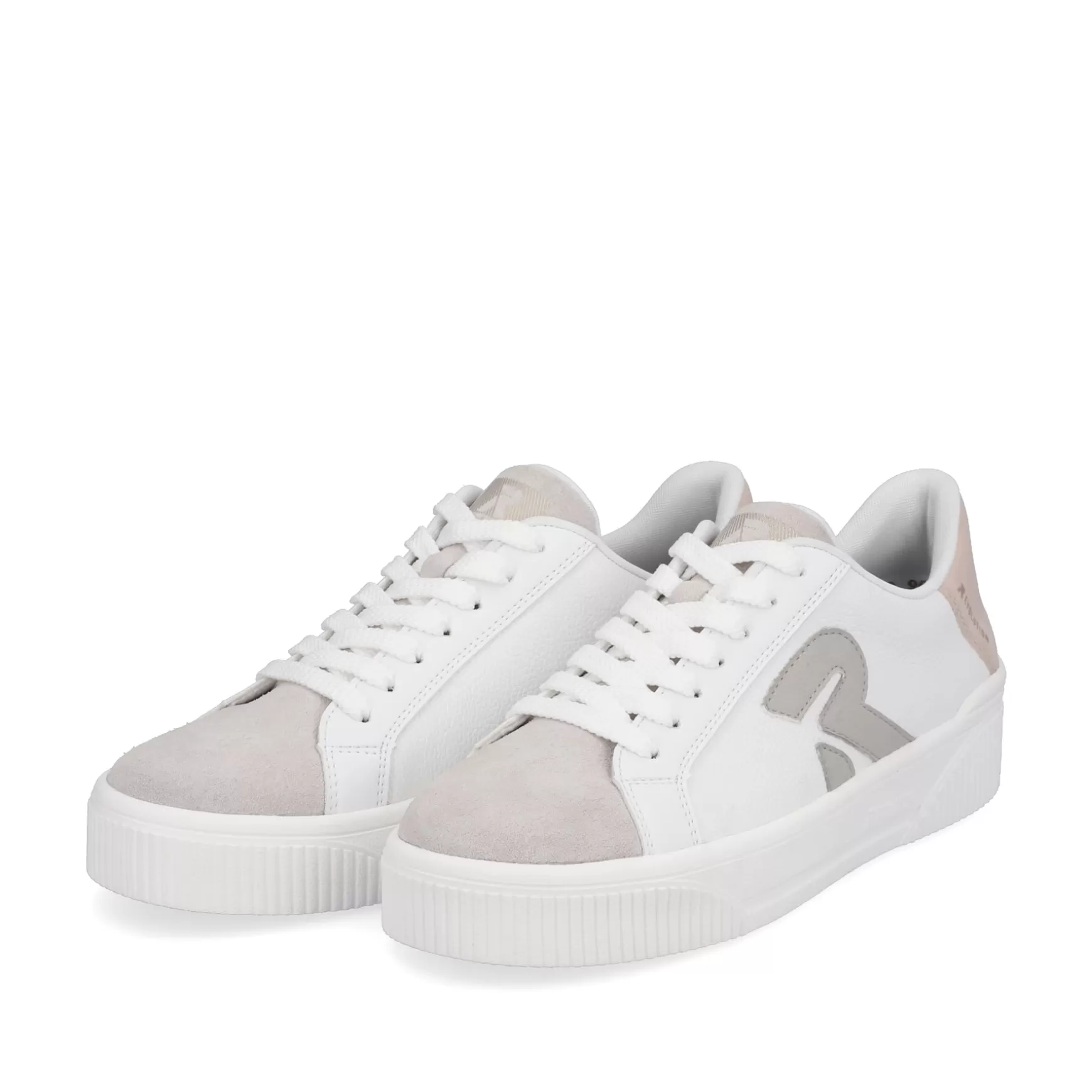 Damer Rieker Sneakers^ Damesneaker Lav Vanilla-White Stone-Grey