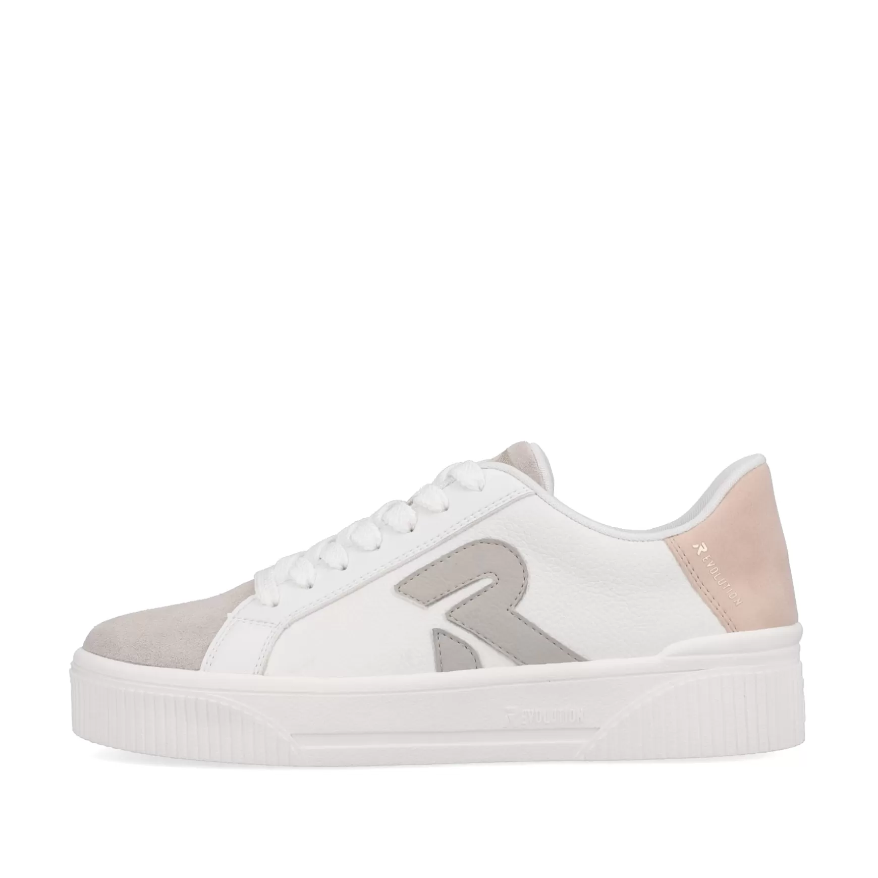 Damer Rieker Sneakers^ Damesneaker Lav Vanilla-White Stone-Grey