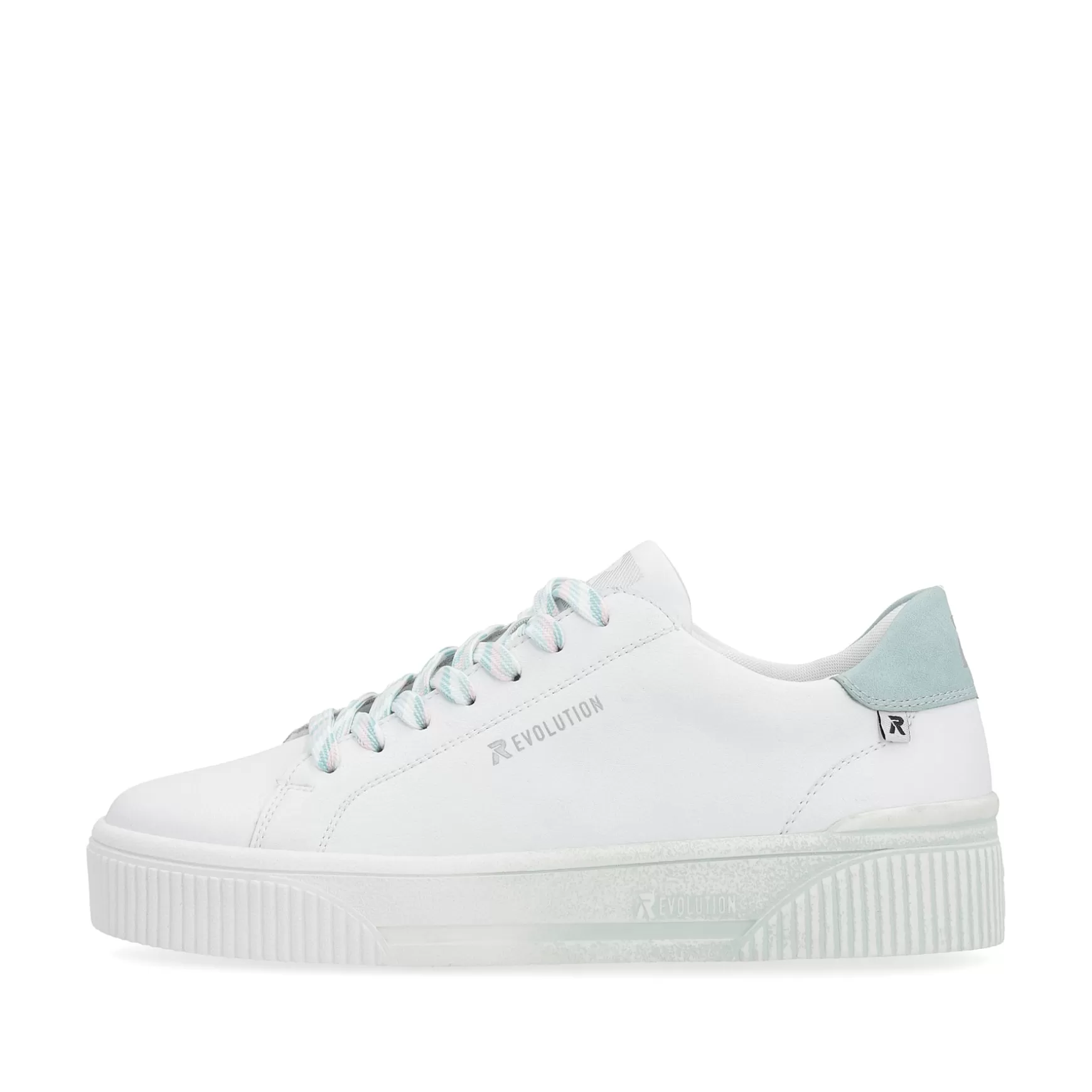 Damer Rieker Sneakers^ Damesneaker Low Crystal-White Light-Aqua