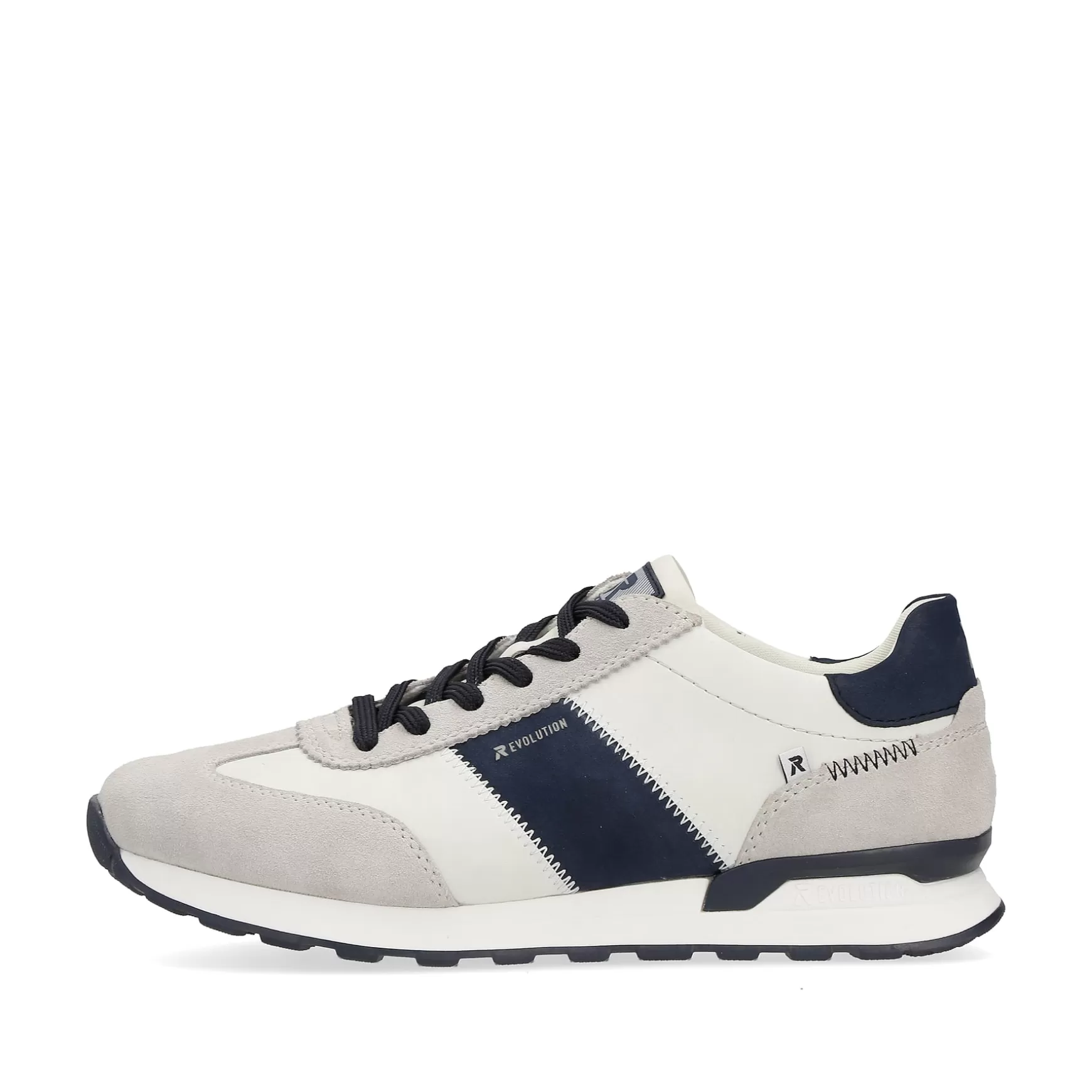 Mænd Rieker Sneakers^ Herre Sneaker Lav Sten-Gra Creme-Hvid