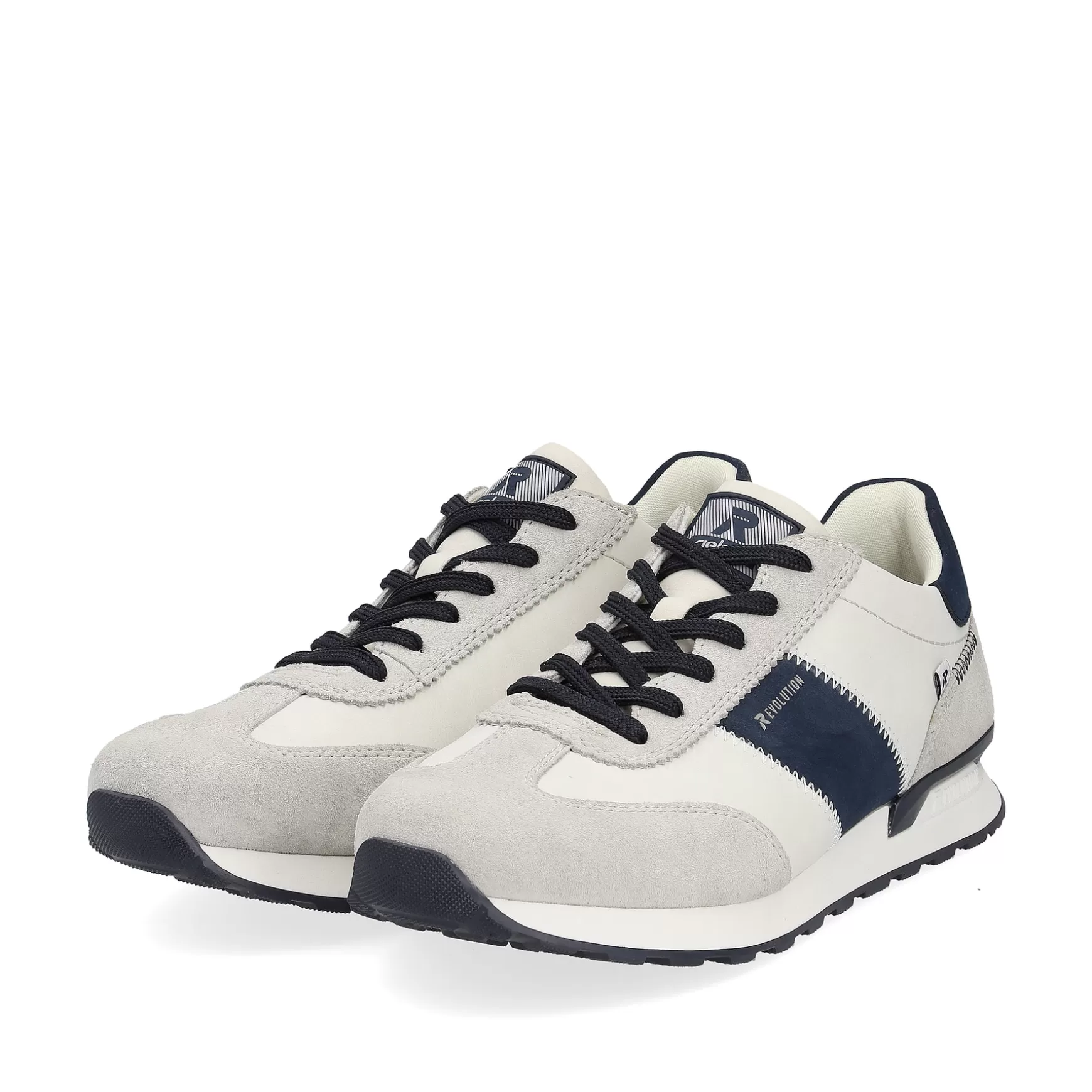 Mænd Rieker Sneakers^ Herre Sneaker Lav Sten-Gra Creme-Hvid