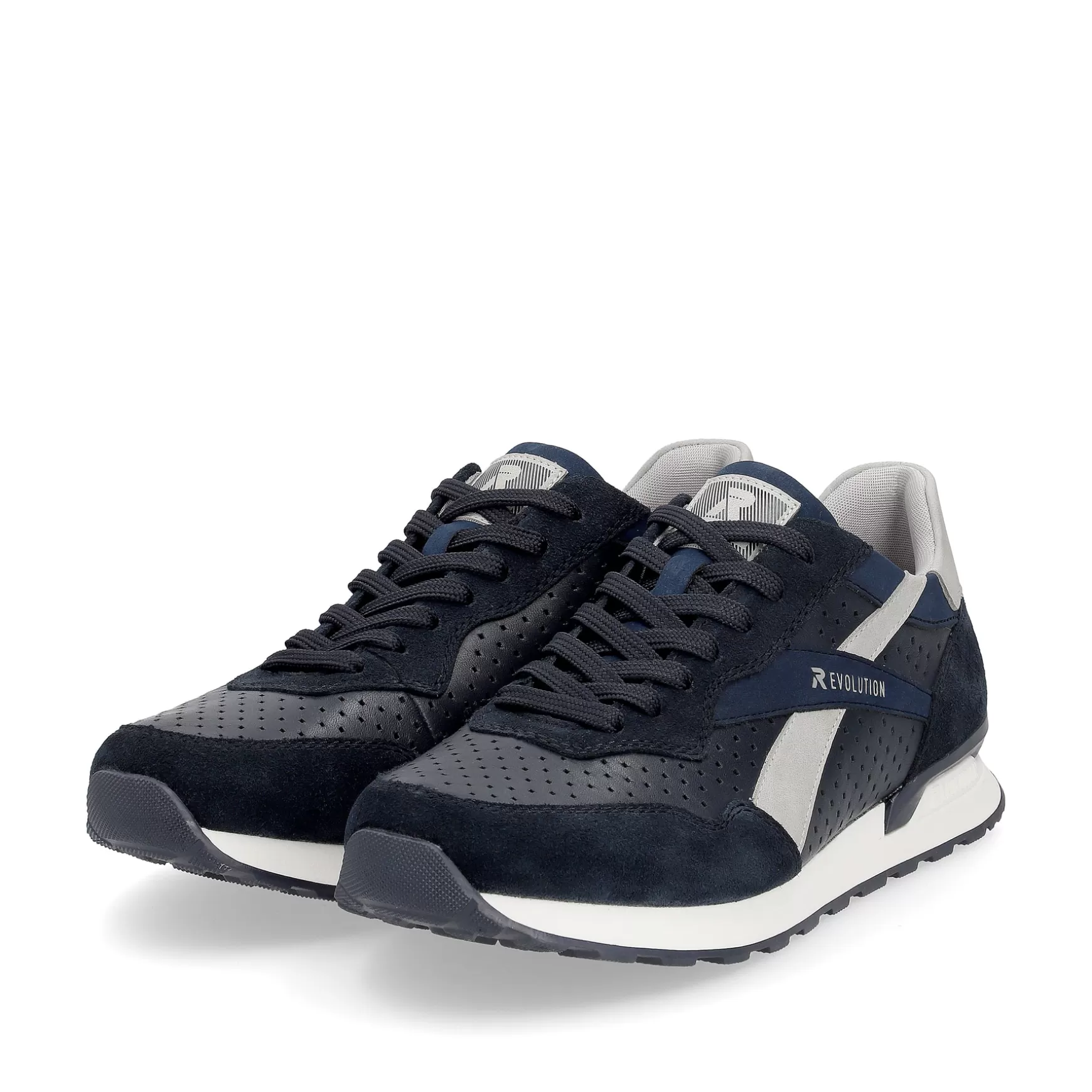 Mænd Rieker Sneakers^ Herresneaker Lav Morkebla Stovet Gra