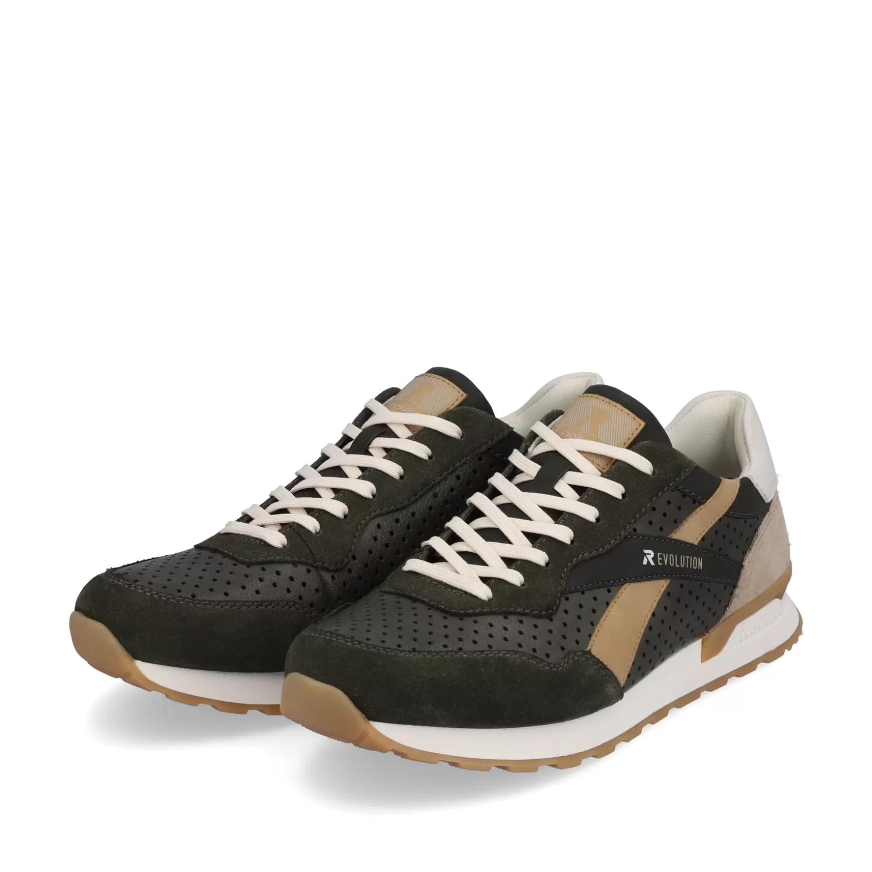 Mænd Rieker Sneakers^ Herresneaker Lav Skov-Gron Ler-Beige