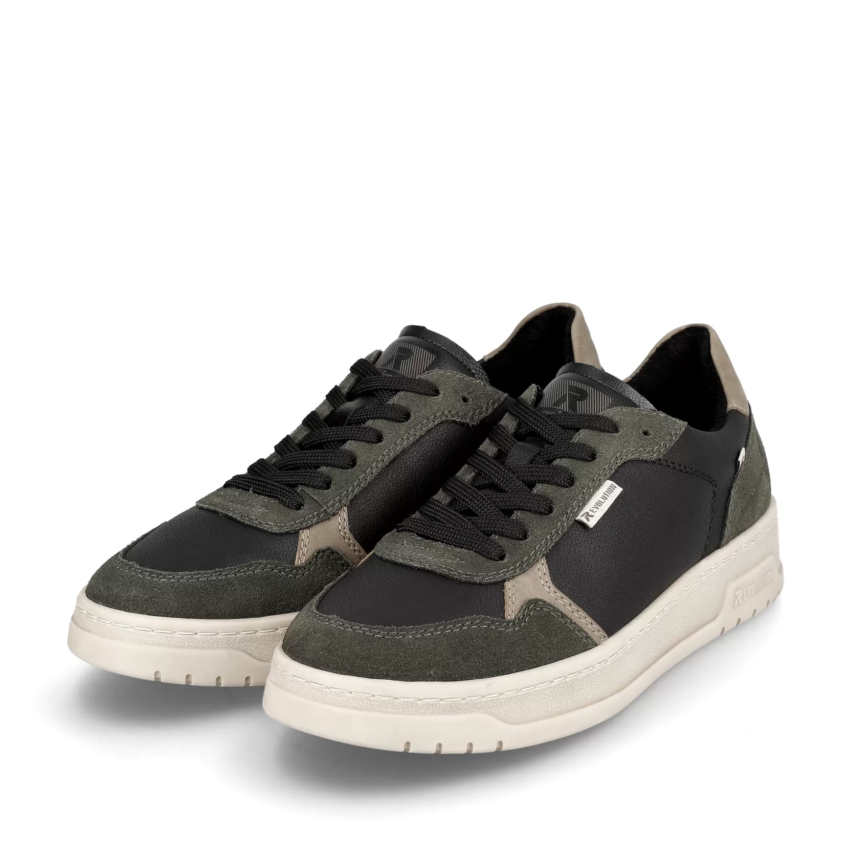 Mænd Rieker Sneakers^ Herresneaker Lav Stal-Sort Skov-Gron