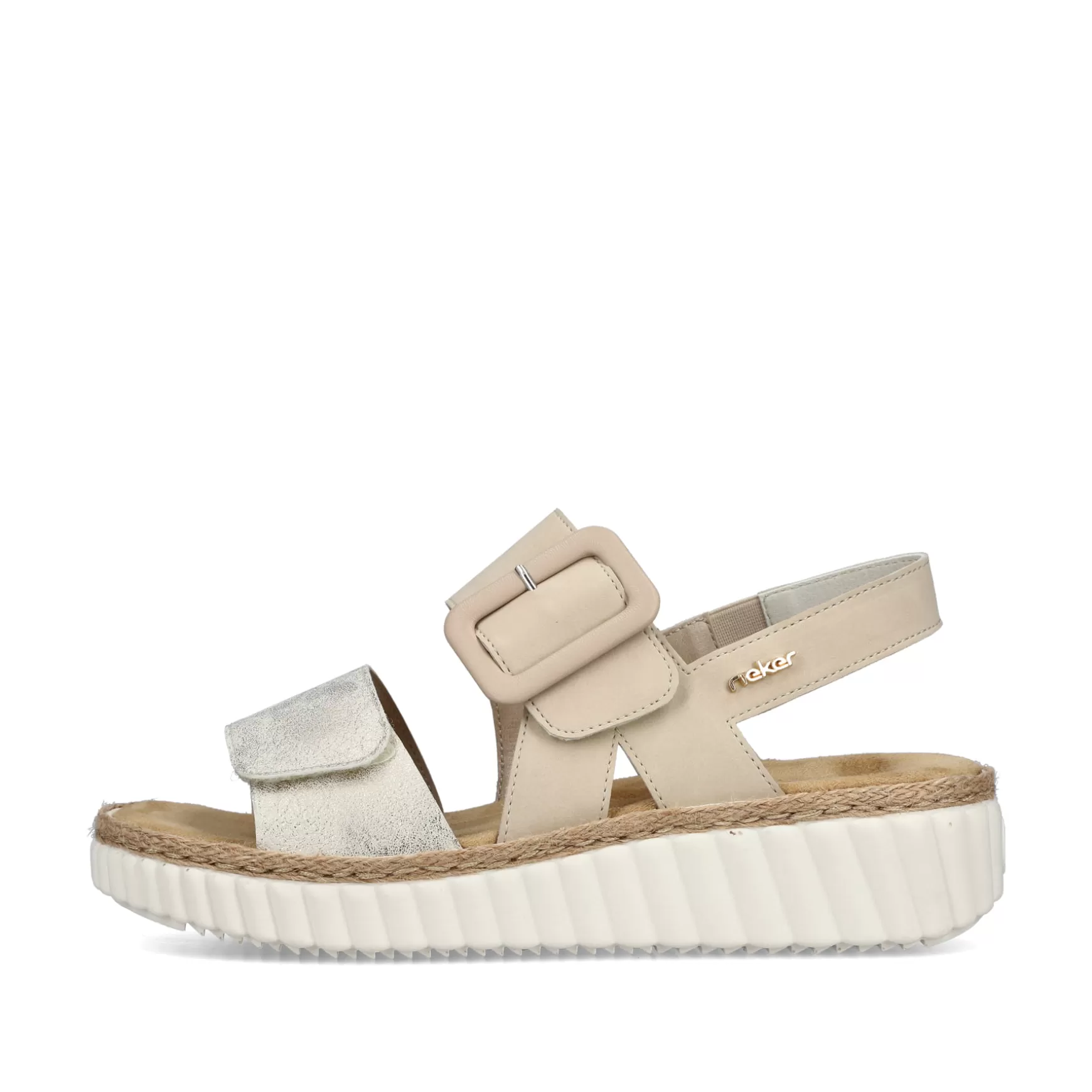 Damer Rieker Sandaler Og Sandaler^ Kilesandaler Til Kvinder Lys Beige