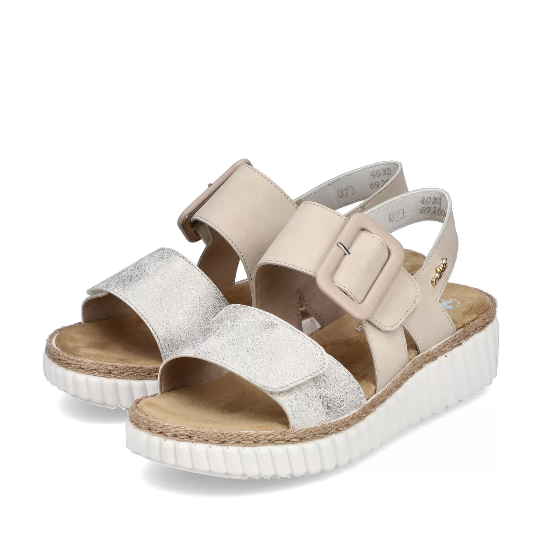 Damer Rieker Sandaler Og Sandaler^ Kilesandaler Til Kvinder Lys Beige