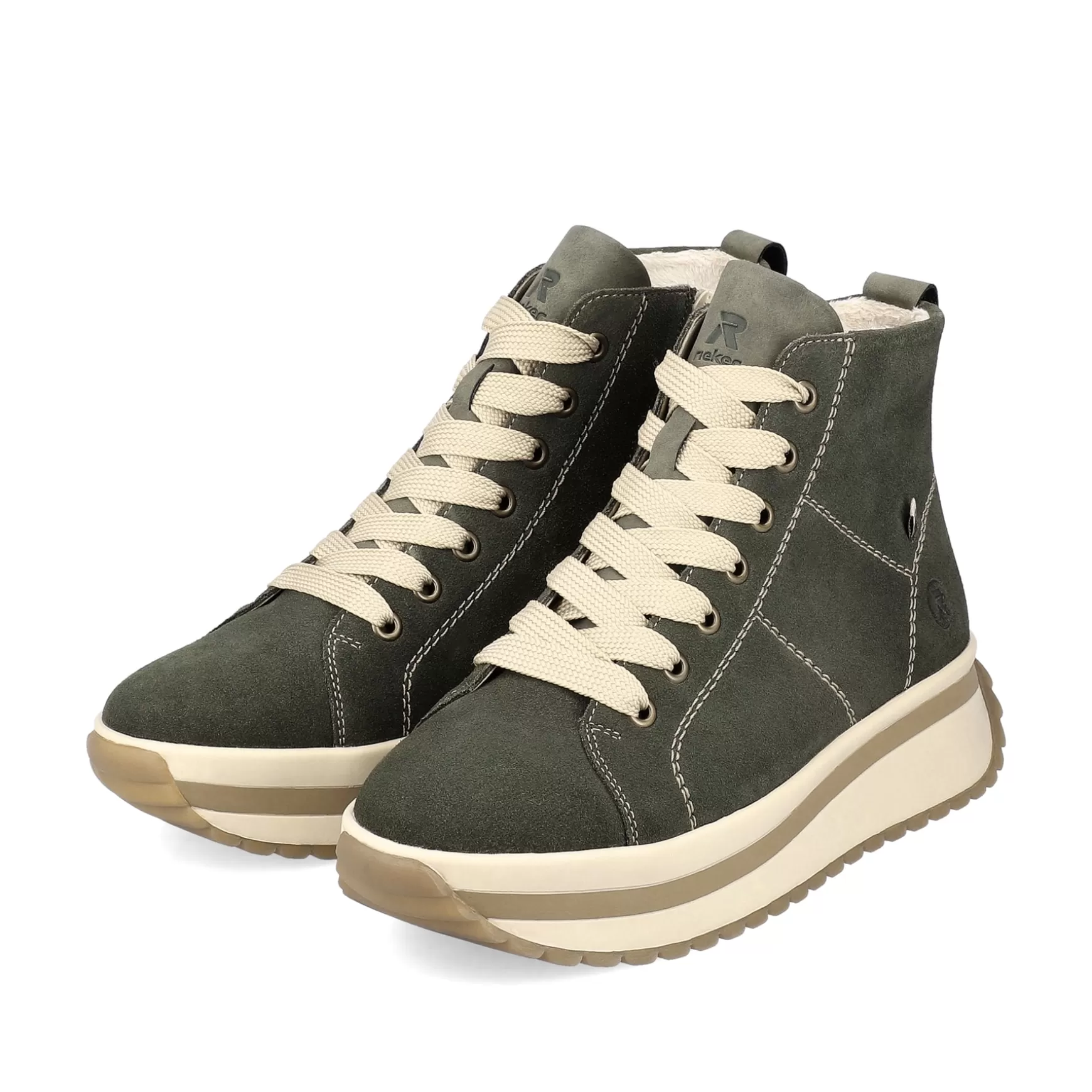 Damer Rieker Sneakers^ Kvinders Sneaker Hoj Kaki